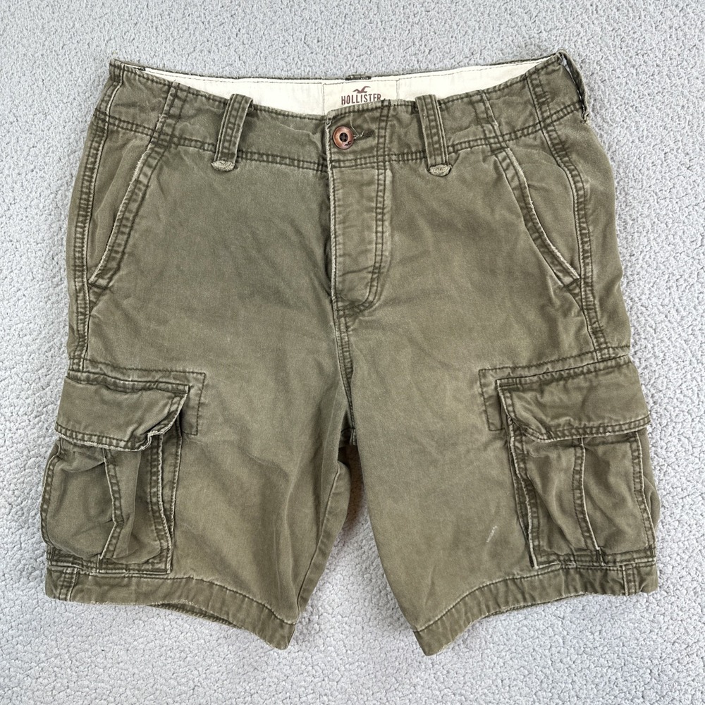 VTG‎ Y2K Hollister Cargo Shorts Men 31 Brown Embroidered Logo Preppy Casual